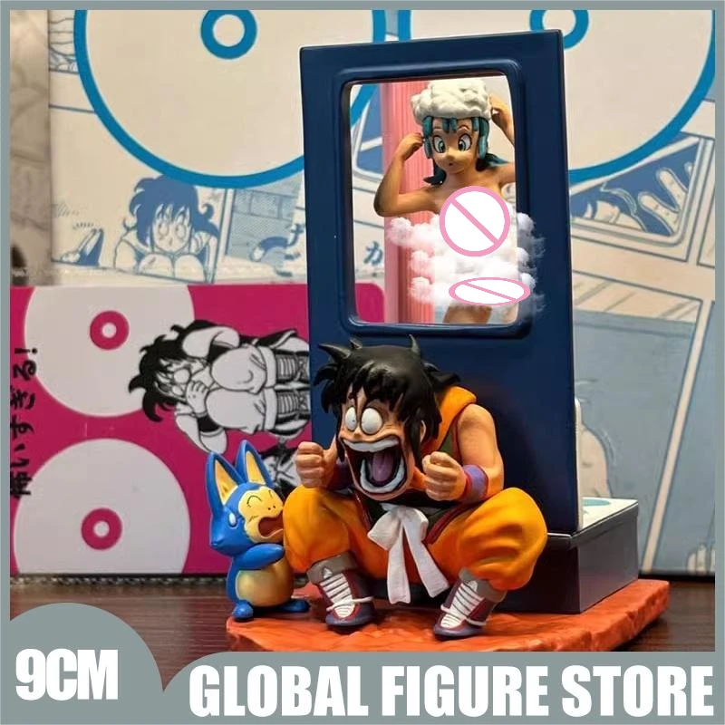 9cm Dragon Ball Action Figures Yamcha Peeks At Bulma Taking A Bath Funny Model Peripheral Collection Ornaments Dolls Gifts Toys