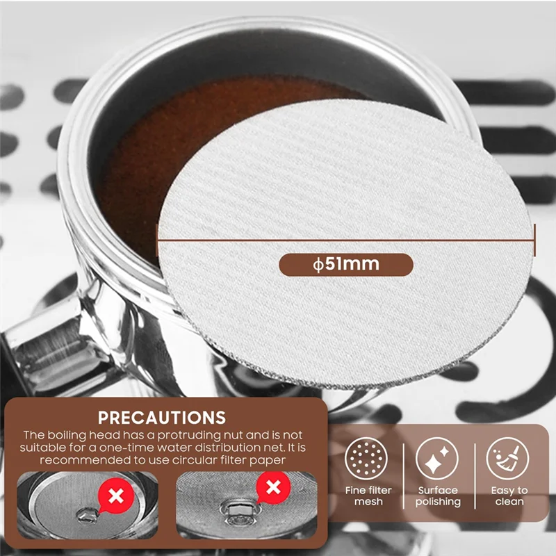 B98A-51Mm Pressurized Espresso Filter Baske Reusable Coffee Filter Reusable Coffee Filter Set