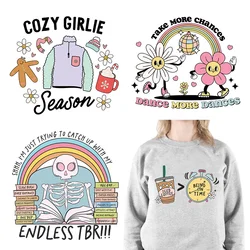 Pegatinas de transferencia de calor para ropa, diseño divertido de salud Mental, citas positiva, Hierro en DTF Bookish Lover Be kind, listo para presionar