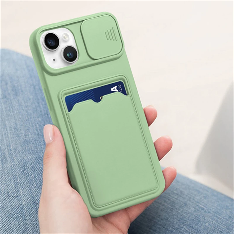 انزلاق نافذة كاميرا للصدمات آيفون 16 15 13 12 11 14 ProMax X XS MAX XR 8 7 SE بطاقة المحفظة عدسة غطاء للحماية