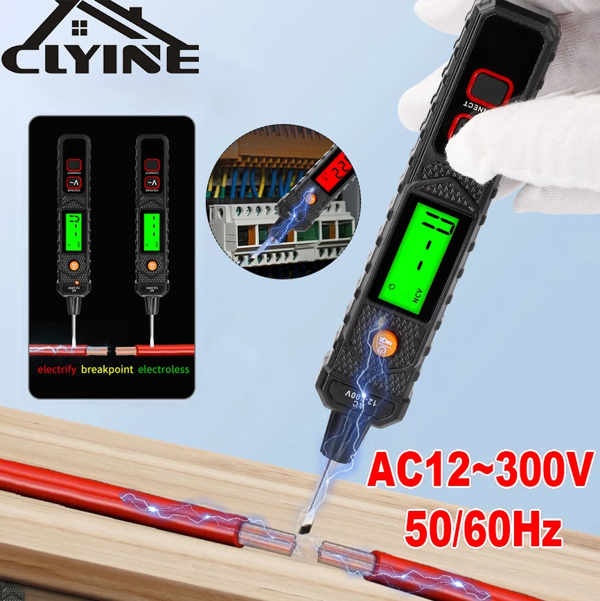 Portable 50/60Hz Smart Electric Pen Tester NCV Sensor AC 12-300V Non-contact Auto Wire Detector Voltage Electrician Tester Tools