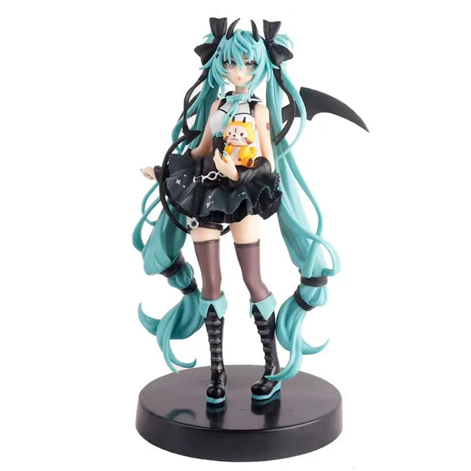 Figura Decorativa de PVC Hecha a Mano de Hatsune Miku con Orejas de Gato, 19 cm, Diseño Little Devil Little Raccoon