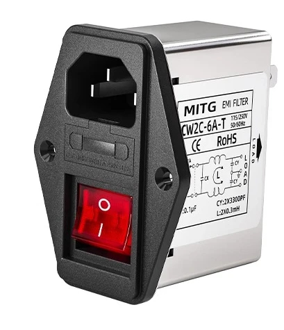 

IEC Socket Power Filter Anti-Interference CW 2C - 3/6/10 A - T with Light Switch with 220V