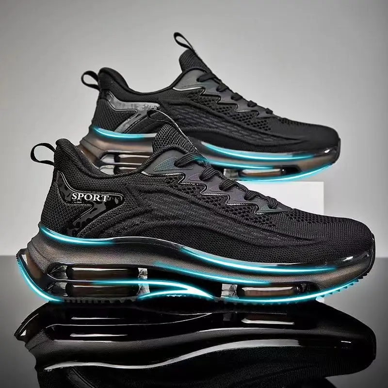 Men\'s shoes 2025 new full hand air cushion running shoes trend non-slip cushioning casual sports shoes summer dad tide shoes