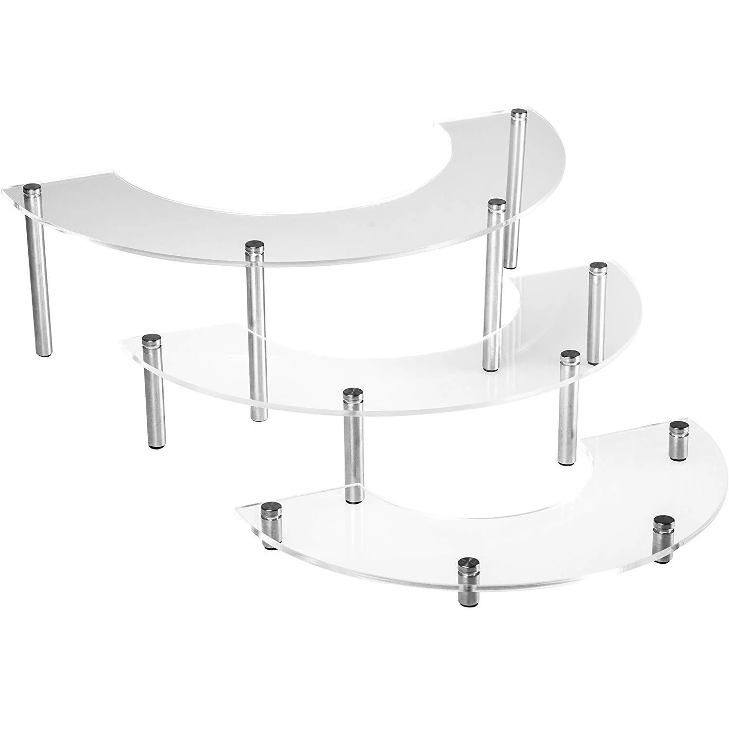

3 Pcs Curved Acrylic Display Rack, Dessert Cake And Cosmetics Display Rack, 3-layer Acrylic Rack