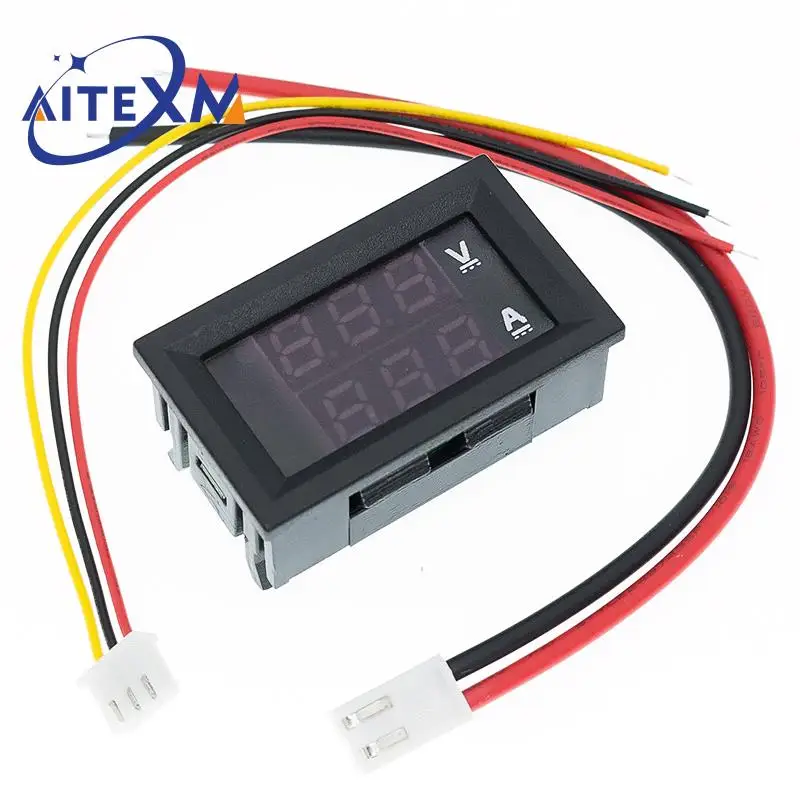 1PCS DC 0-100V 10A Digital Voltmeter Ammeter Dual Display Voltage Detector Current Meter Panel Amp Volt Gauge 0.28\