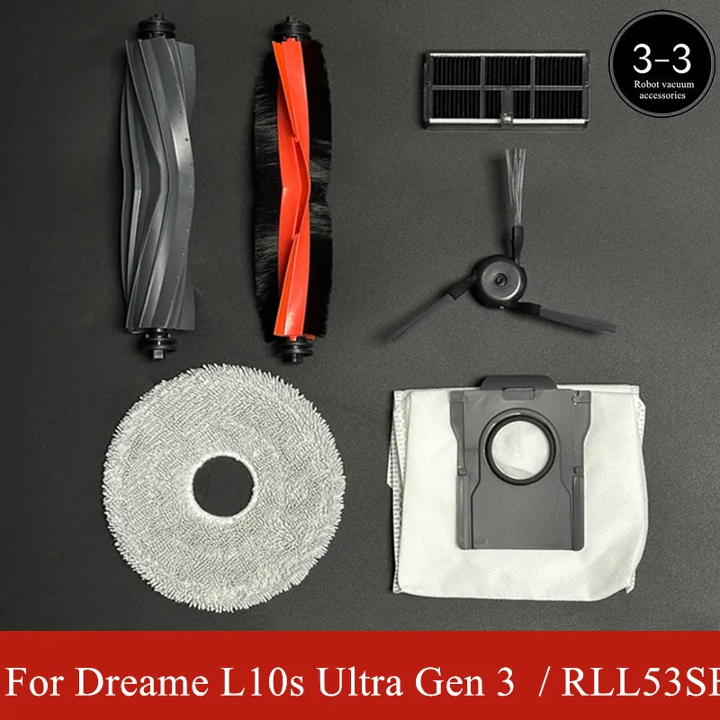 

For Dreame L10s Ultra Gen 3 / RLL53SE Replacement Parts Accessories Main Side Brush Filter Mop Pad Dust Bag