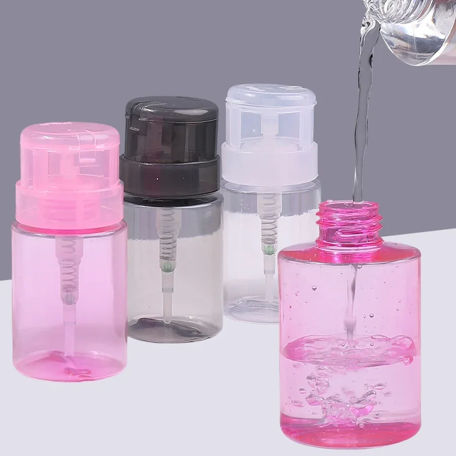 Frasco com Bomba Dosadora de 100ml com Trava, Recarregável, para Removedor de Esmalte, Maquiagem e Limpador de Manicure