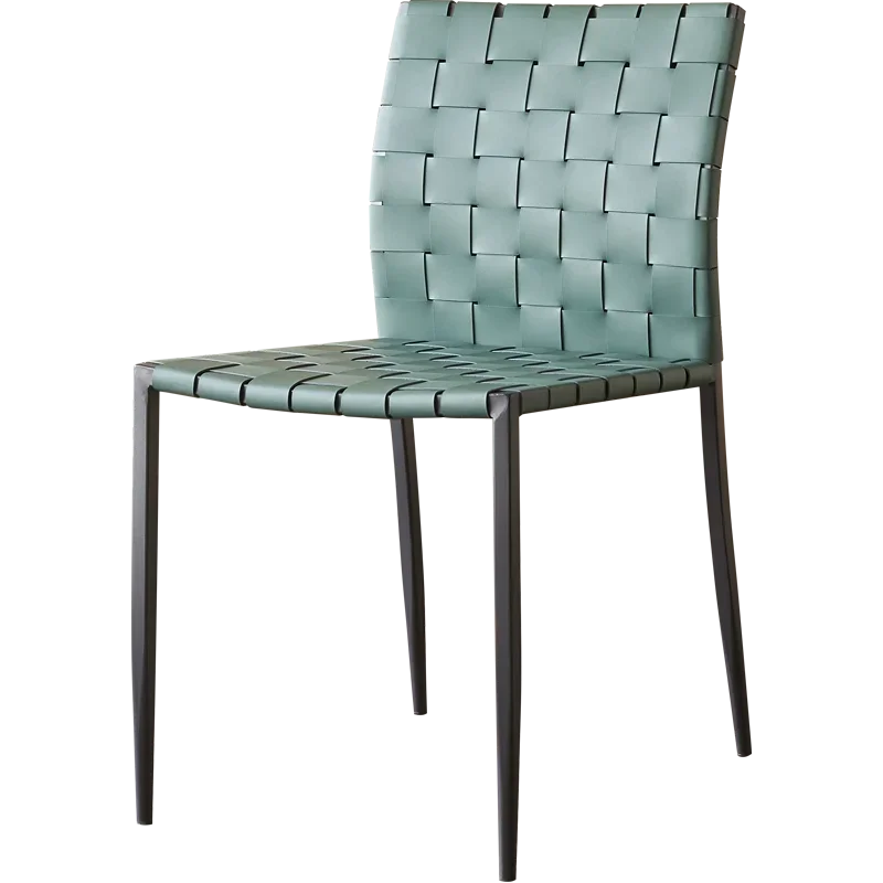 Scandinavian Rattan Dining Chair Minimalist Saddle Leather Stool Backrest Vanity Chair Stylish Home Table Chair