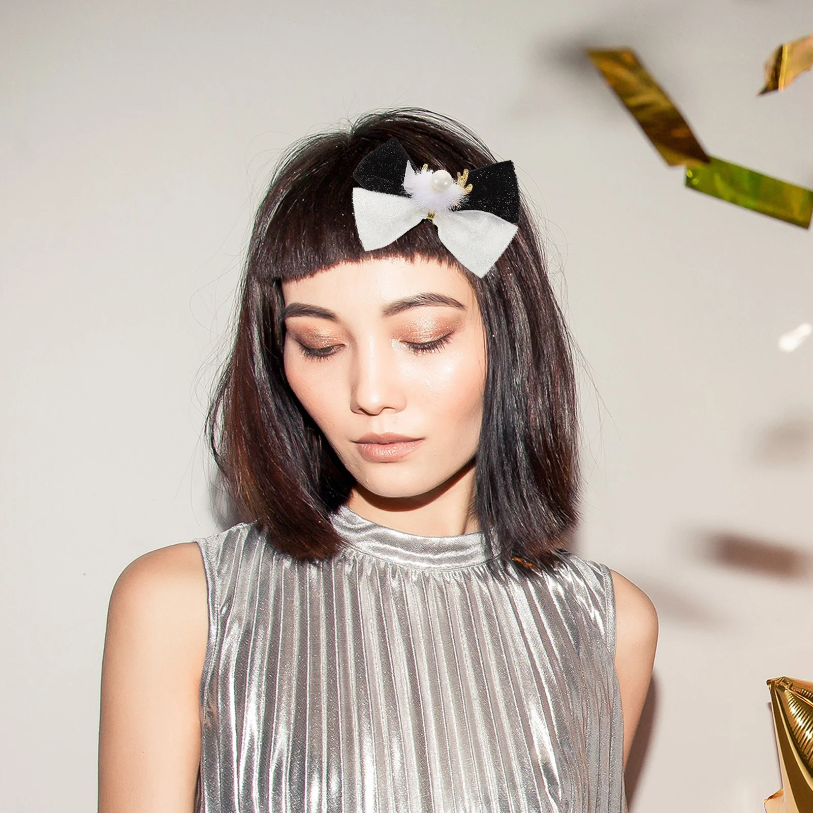 

Christmas Antler Hair Clip Cute Bowknot Decor Xmas Style Women Accessory Ideal Festive Season Hair Ornament Women Supply