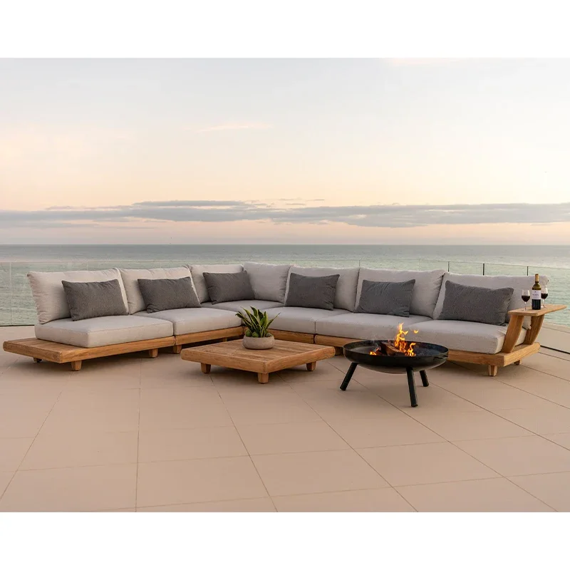 Patio Furniture Sofa Set Waterproof Hotel Luxury Sets Lounge Aluminum Courtyard Villa Wood Chaise Teak Outdoor Garden 