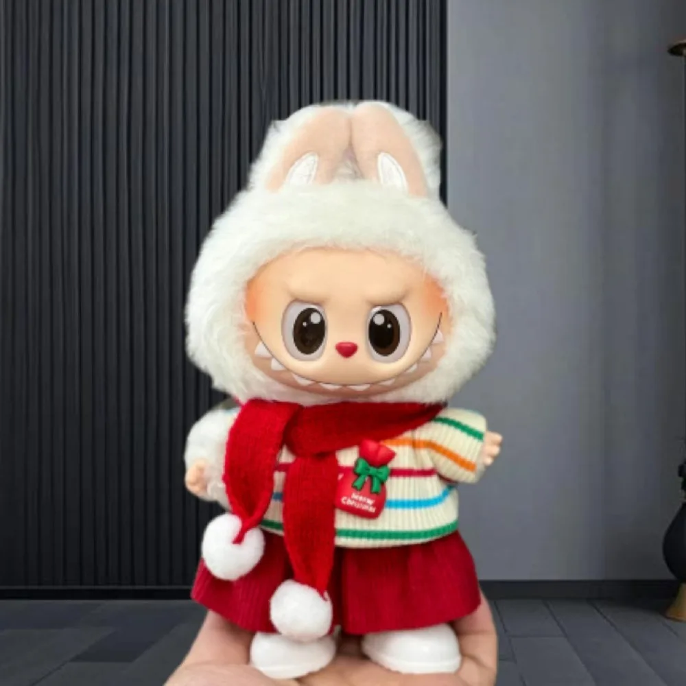 17 سنتيمتر Labubu الملابس صندوق أعمى العالمي يجلس الدائمة أفخم إكسسوارات دمي Labubu مصمم الملابس اليقطين زي مجموعة