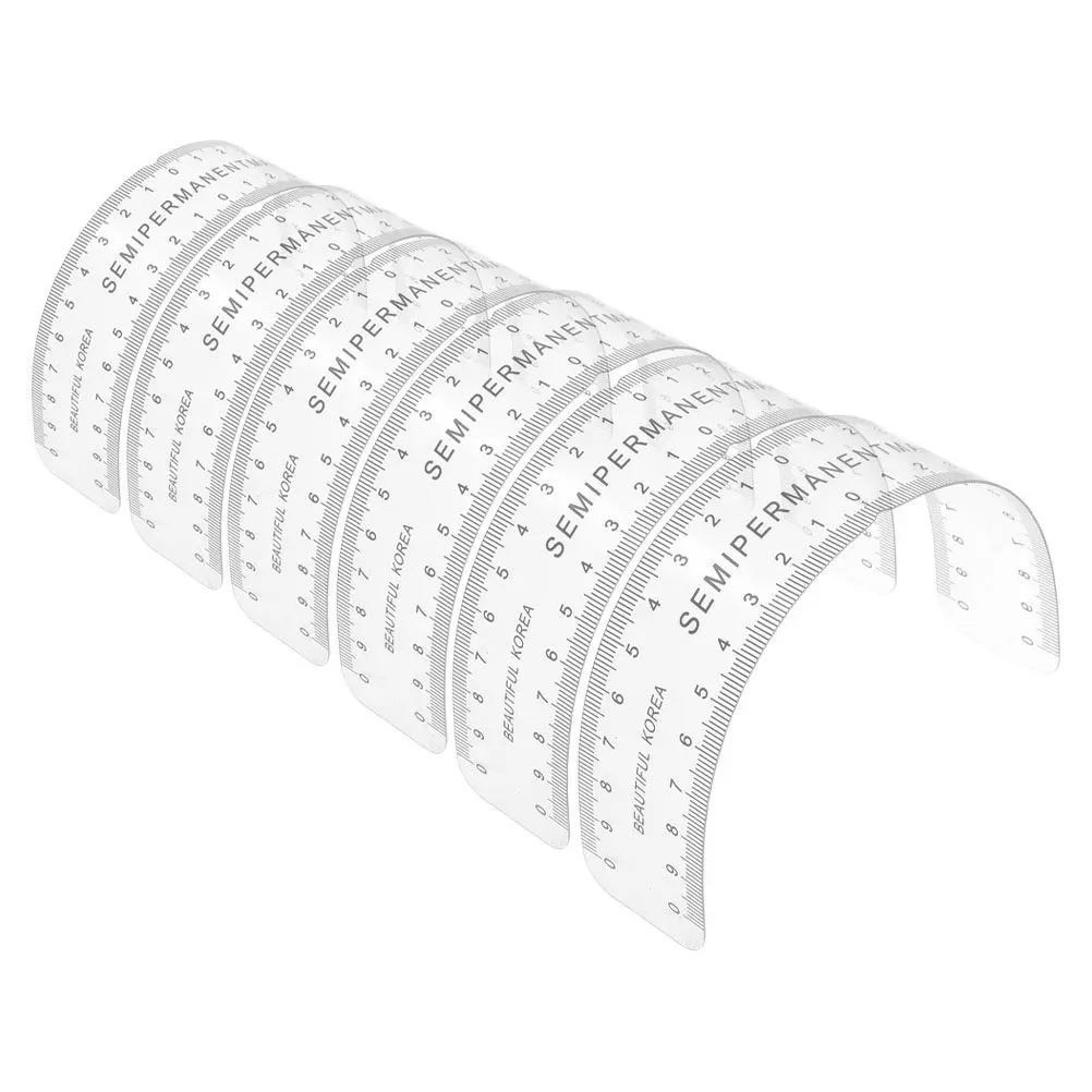 

6Pcs Soft Flexible Eyebrow Ruler Transparent PVC with Clear Black Markings for Brow Mapping Tattooing Eyeliner Lip Design