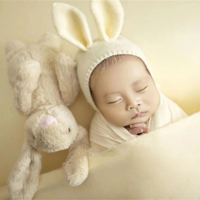 Newborn Photography Props 0-1M Baby Photo Shooting Props Rabbit Ear Hat Baby Photo Hat Costume Infant Knitting cap Headdress