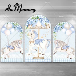 Blue Floral Balloons Carousel Baby Shower Arch Backdrop Cover Kids Newborn 1st Birthday Party Chiara Wall Backgrounds