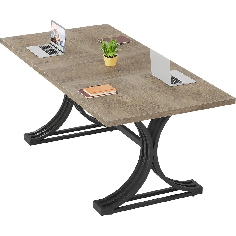 طاولة مؤتمرات حديثة بطول 5 أقدام تتسع لـ 4-6 أشخاص، طاولة اجتماعات مكتبية بإطار معدني قوي