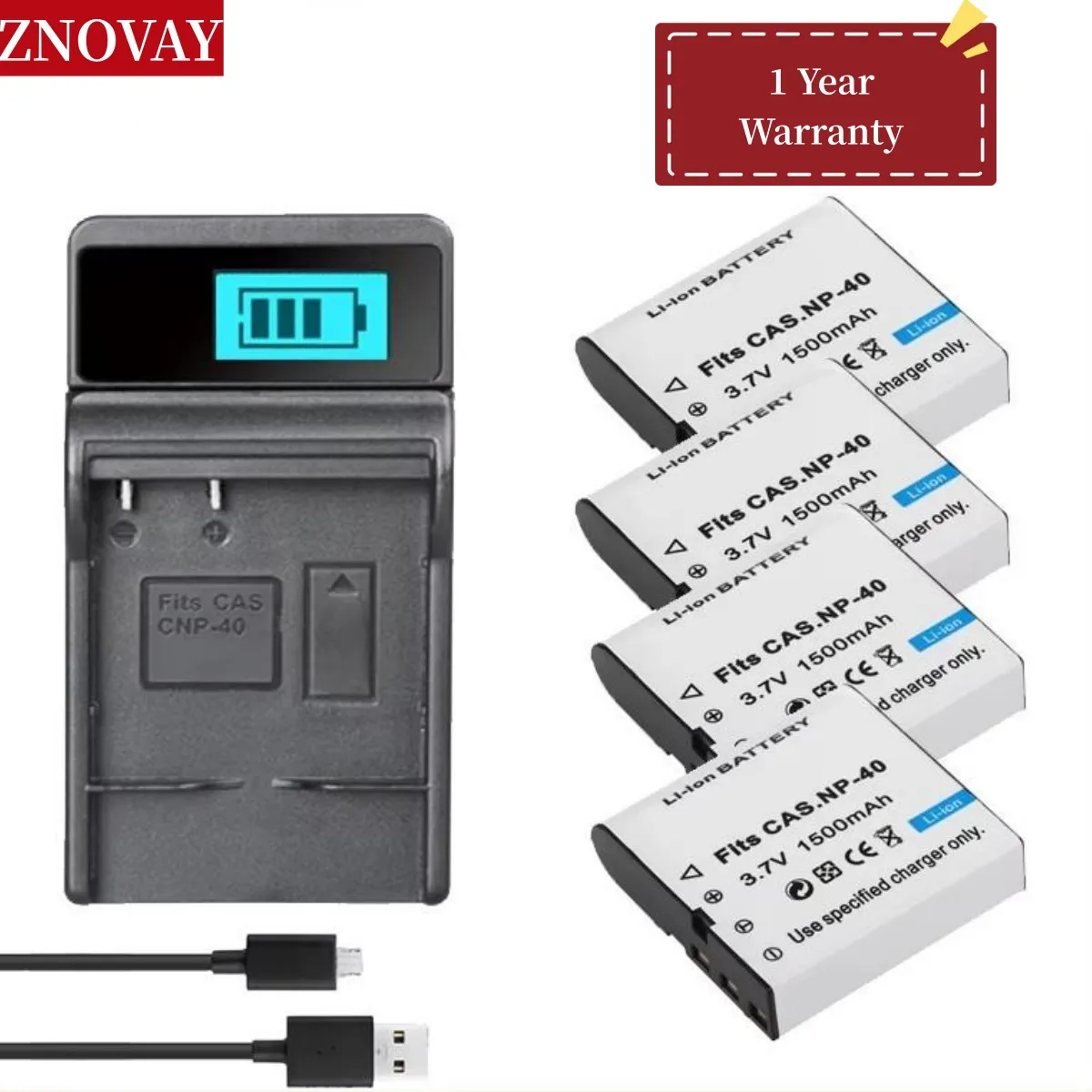 4Pcs NP-40 NP40 CNP-40 Battery + Charger for Casio Exilim EX-Z600 EX-Z750 Z1000 Z1050 Z1080 FC100 FC150 P505 P600 P700 Camera