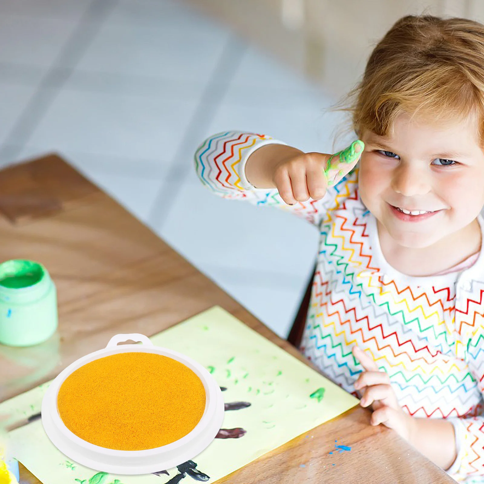 Kinderinktkussen Zeshoek DIY Vingerpalm Schilderen Wasbaar voor kinderen Graffiti Tekening Willekeurige stijl Draagbaar Gemakkelijk mee te nemen