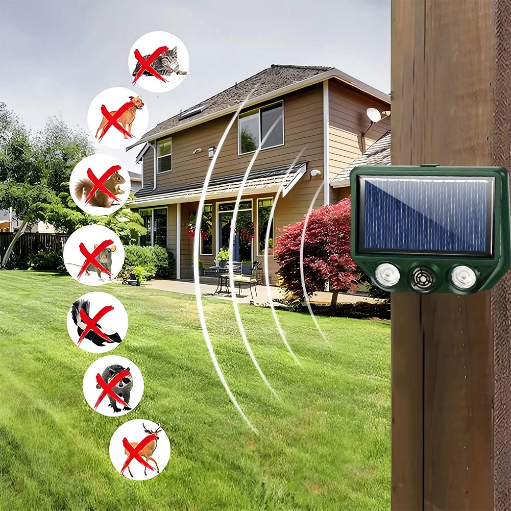 

Solar Outdoor Animal Deterrent IP66 Waterproof Animal Scarer USB Charging Animal Device for Garden Yard Farm
