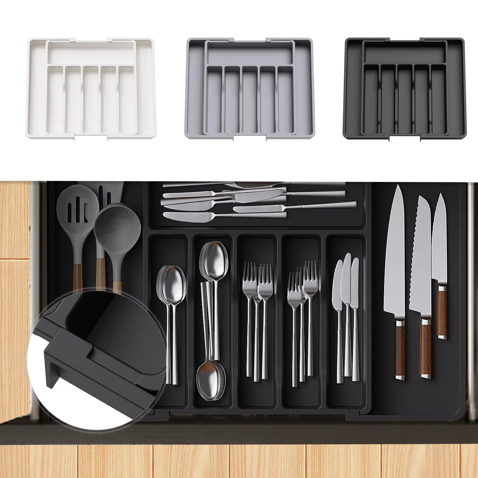 Silverware Organizer - Expandable Kitchen Drawer Organizer,  Utensil Organizer, Cutlery Drawer Organizer For Forks, Knives