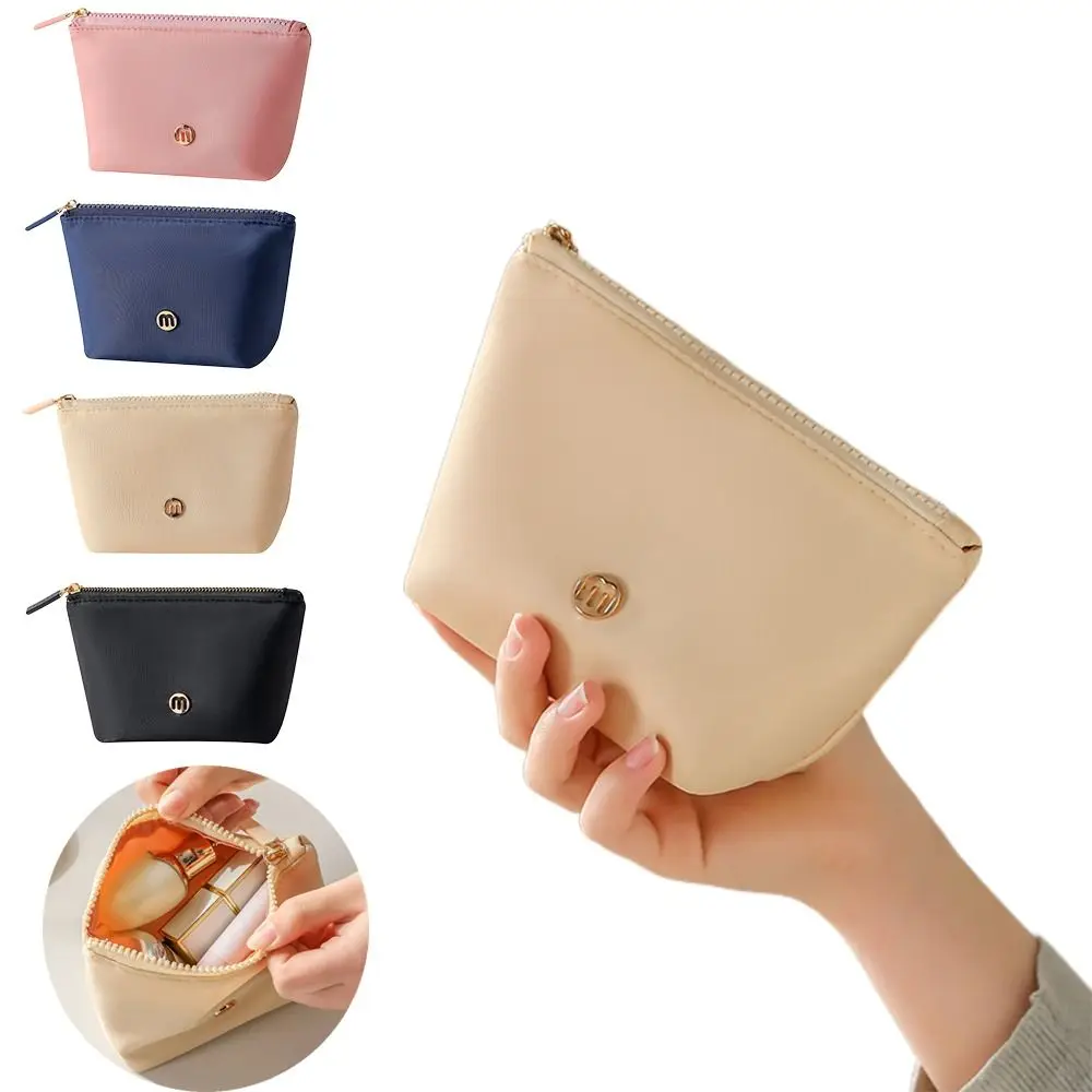 

Fashion Solid Color Travel Cosmetic Bag Nylon Zipper Mini Coin Purse Large Capacity Portable Toiletry Bag