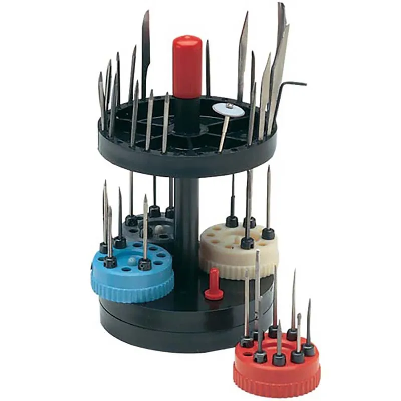 GRS Combination Tool Carousel Jewelry Compact Bench Organizer Rotating Upper & Lower Trays Removable Color-Coded QC Trays