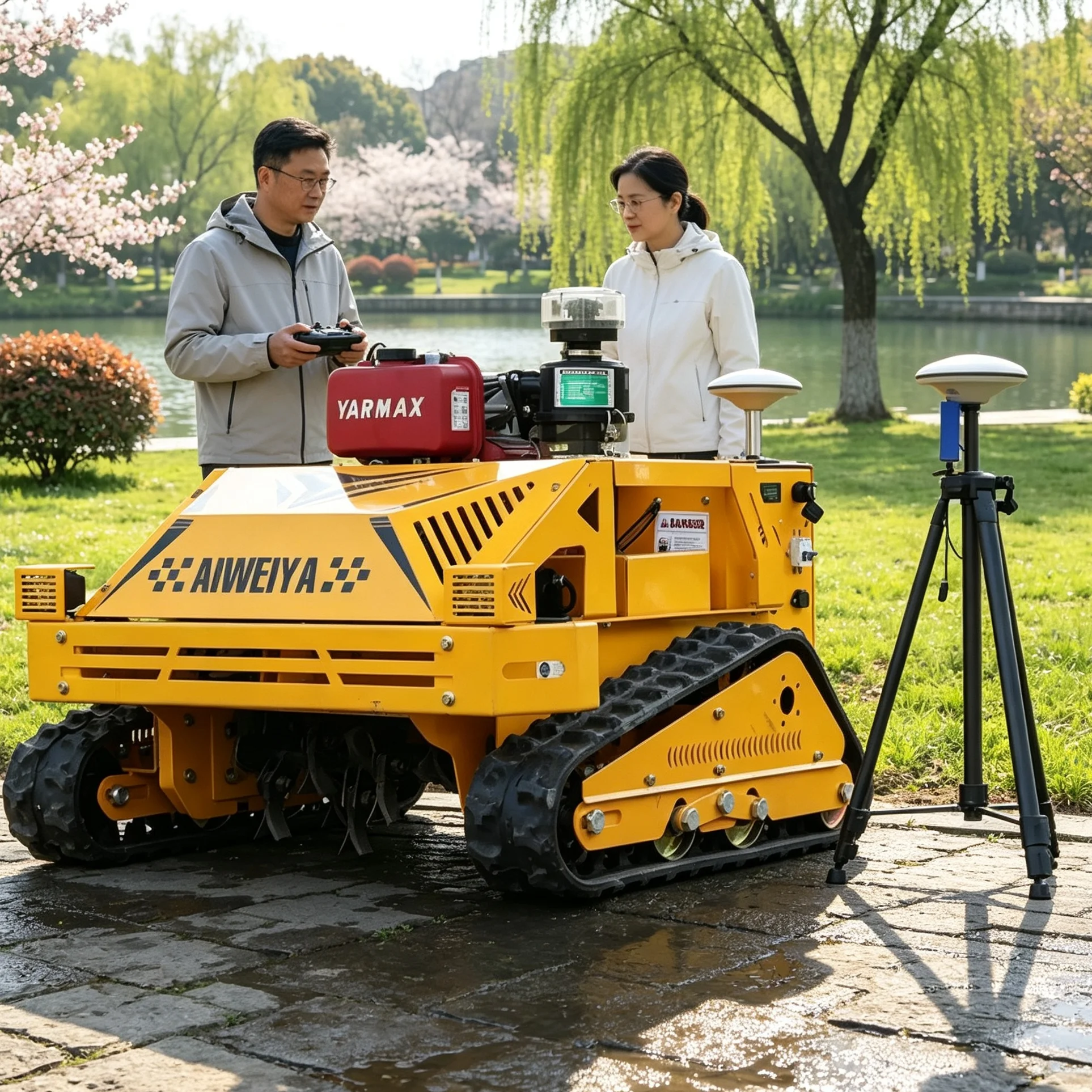 Customized self propelled remote‑controlled lawn mower, fitted with upgraded GPS for remote control, suitable for hillside lawn
