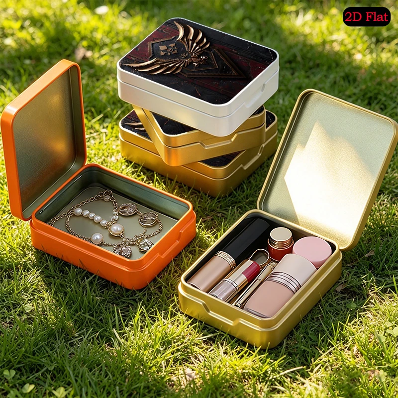 Bronze Winged Emblem Theme Office Desktop Organizer Flip Top Metal Tin Box, UV Printed Custom Photo Tin Box