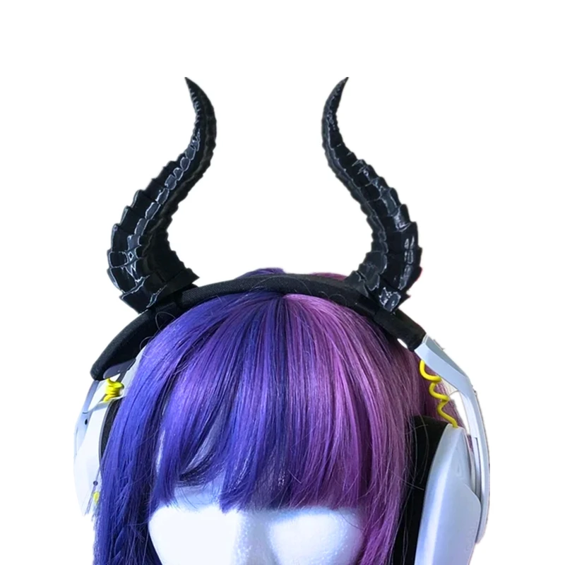مرفق سماعة رأس على شكل قرن التنين ، إكسسوارات بث مباشر ، تنكري شيطان شيطان ، هدية ألعاب قوطية ساحرة ، إكسسوارات حفلات