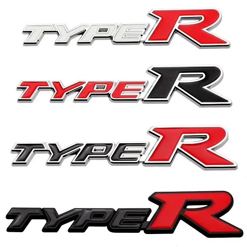 3D Metal Type R Logo Front Grille Badge Rear Trunk Emblem Decals For Honda Civic TYPER CRV HRV Accord Fit Car Accessories