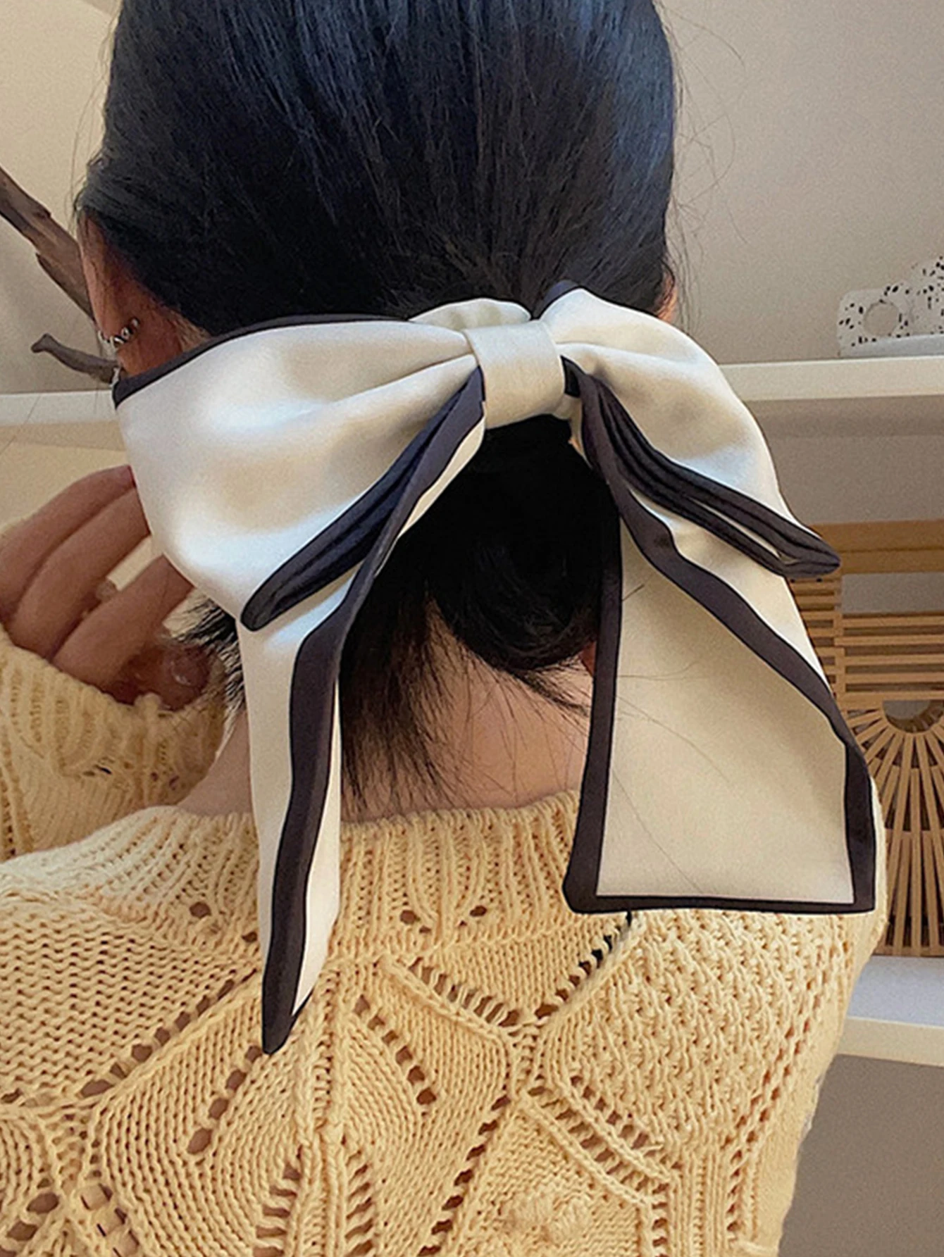 1Pcs Fashion Solid Bow Ribbon Hair Scrunchies Elastic Hair Bands For Women Girls Female Party Ponytail Headwear Hair Accessories