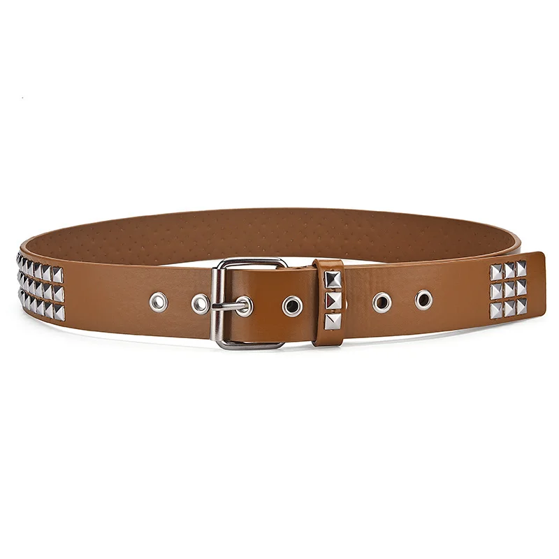 Neuer quadratischer Perlen-Nietengürtel für Damen, Heavy-Metal-Gürtel für Männer und Frauen, Y2K europäischer und amerikanischer Punk-Rock-Jeansgürtel. – Detail 3