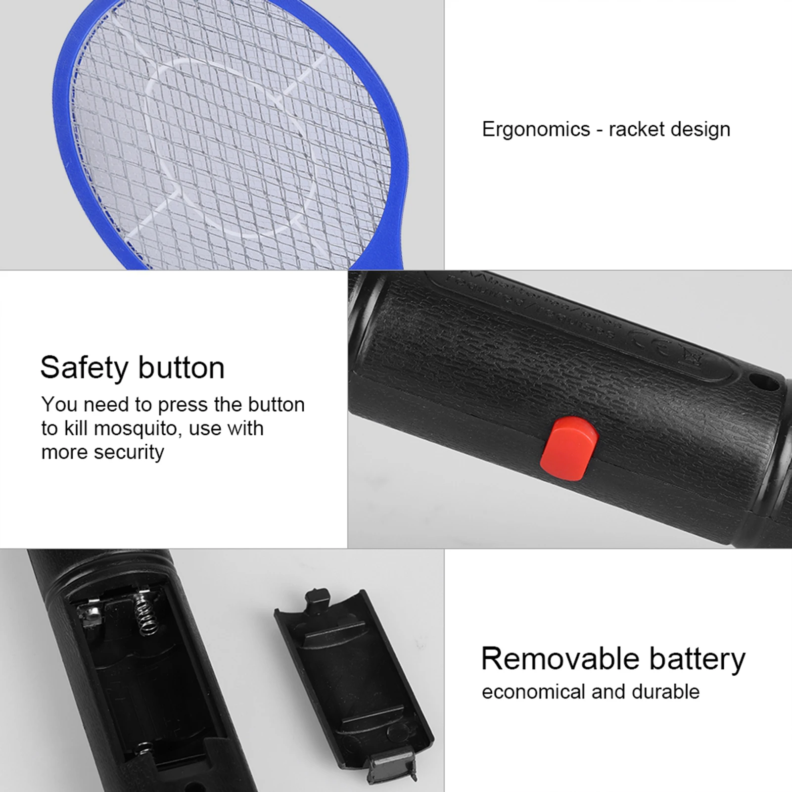 Summer Mosquito Killer Triple Nets Battery Power Fly Swatter Pest Electric Repeller Bug Zapper Racket Wireless Long Handle Tool