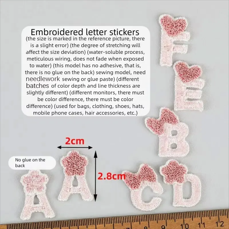 10 Stück 3D-Buchstaben-Handtuch-Stickapplikationen für Haarspangen, Schuhe, Leggings, Socken, Accessoires, Aufnäher – Detail 4