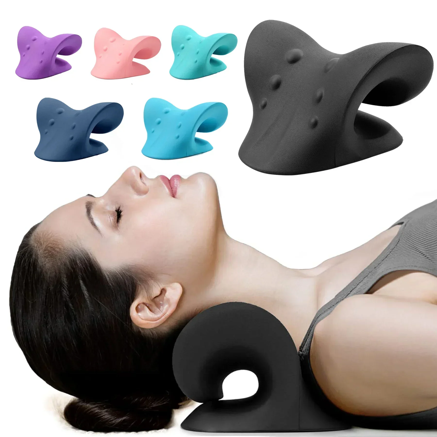 

2025 Neck Shoulder Stretcher Relaxer Cervical Chiropractic Traction Device Pillow for Pain Relief Cervical Spine Alignment Gift