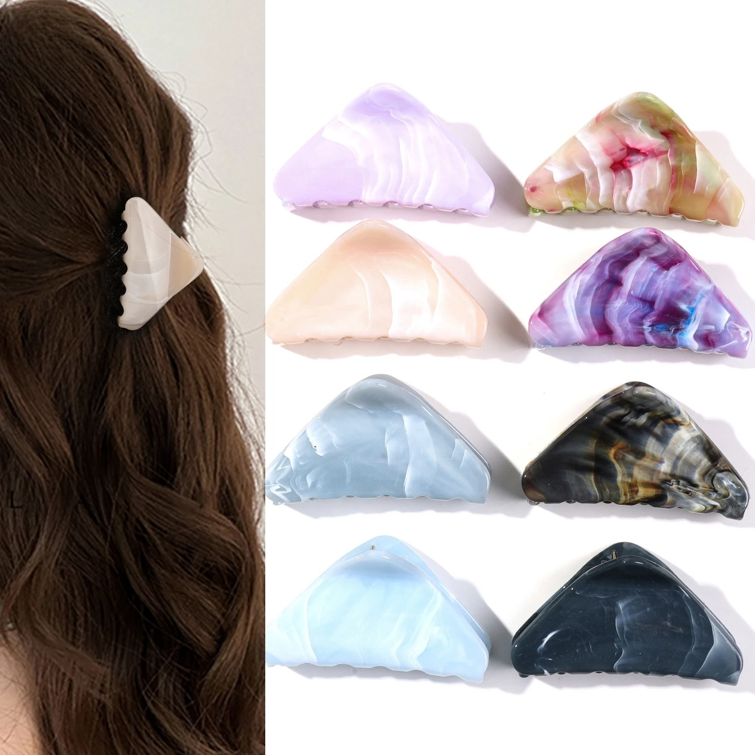 

Корейская модная заколка-краб для волос в конфетных цветах, треугольная, для летних причесок, аксессуар для укладки волос