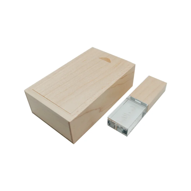 10 ชิ้น/ล็อตเมเปิ้ลคริสตัล USB2.0 แฟลชไดรฟ์ 4GB 8GB 16GB 32GB 64GB 128GB และกล่องเมเปิ้ลฟรีโลโก้ที่กำหนดเอง