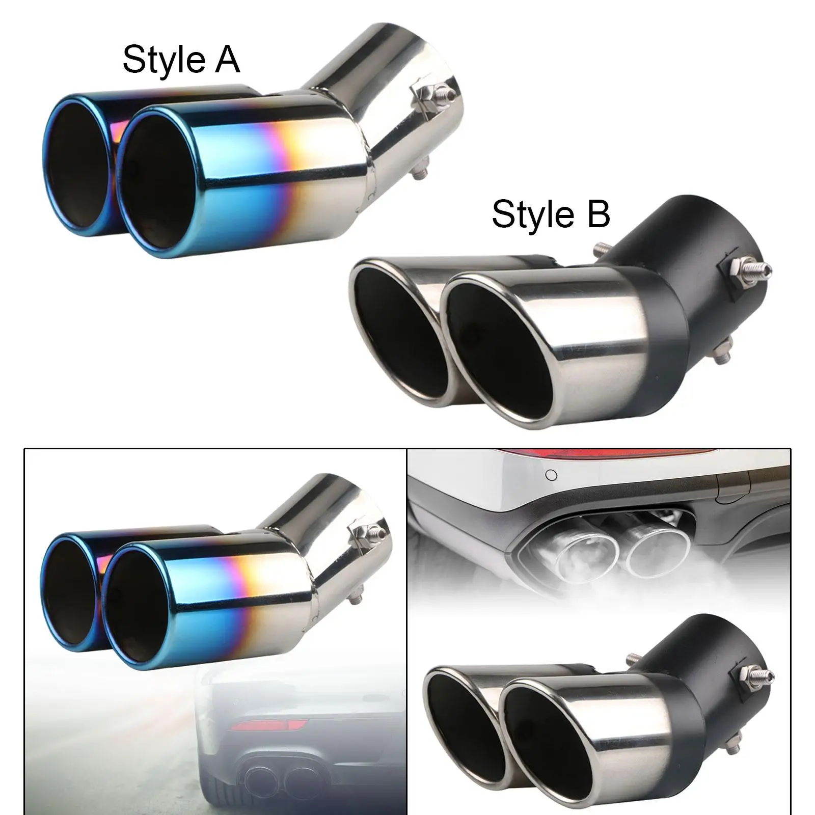 

Dual Exhaust Tip Professional Car Modification Durable Exhaust Tailpipe