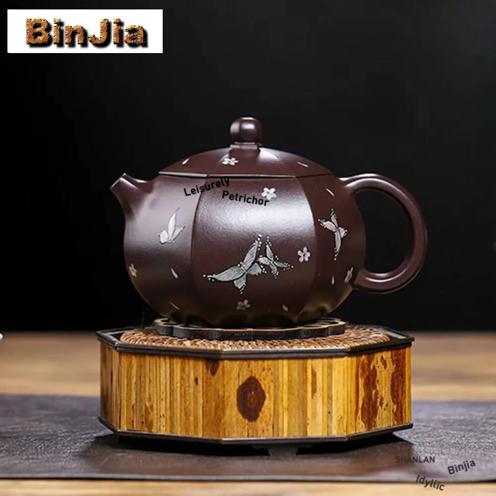 

460ML Exquisite Yixing Purple Clay Teapots Handmade Xishi Pot Raw Ore Mud Kettle With Infuser Zisha Tea Set Teaware Gift Craft