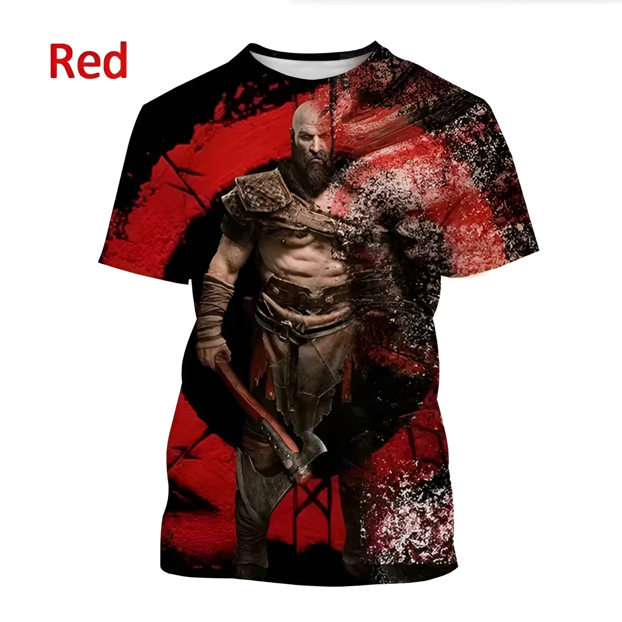 Hot selling God of War 3D Kwetos printed T-shirt hot selling men\'s cool design T-shirt combat short sleeved T-shirt