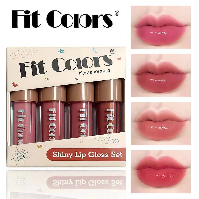 Fit Colors Velvet Lipgloss Set - 4-delige non-transfer, diamantafwerking, langdurige lipglosscollectie