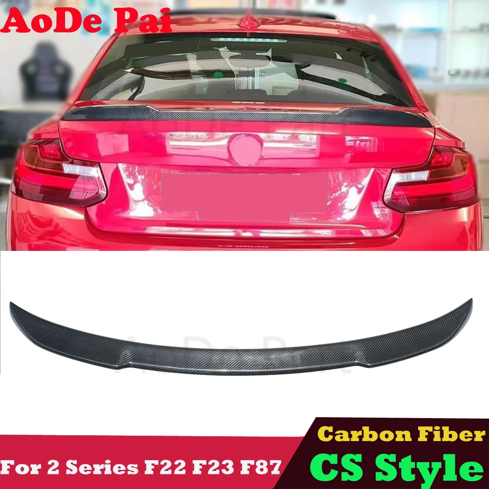 F22 Spoiler CS Style Real Carbon Fiber Rear Boot Trunk Spoiler Wings for BMW 2 Series F22 F23 M2 F87 M235i  Glossy Black