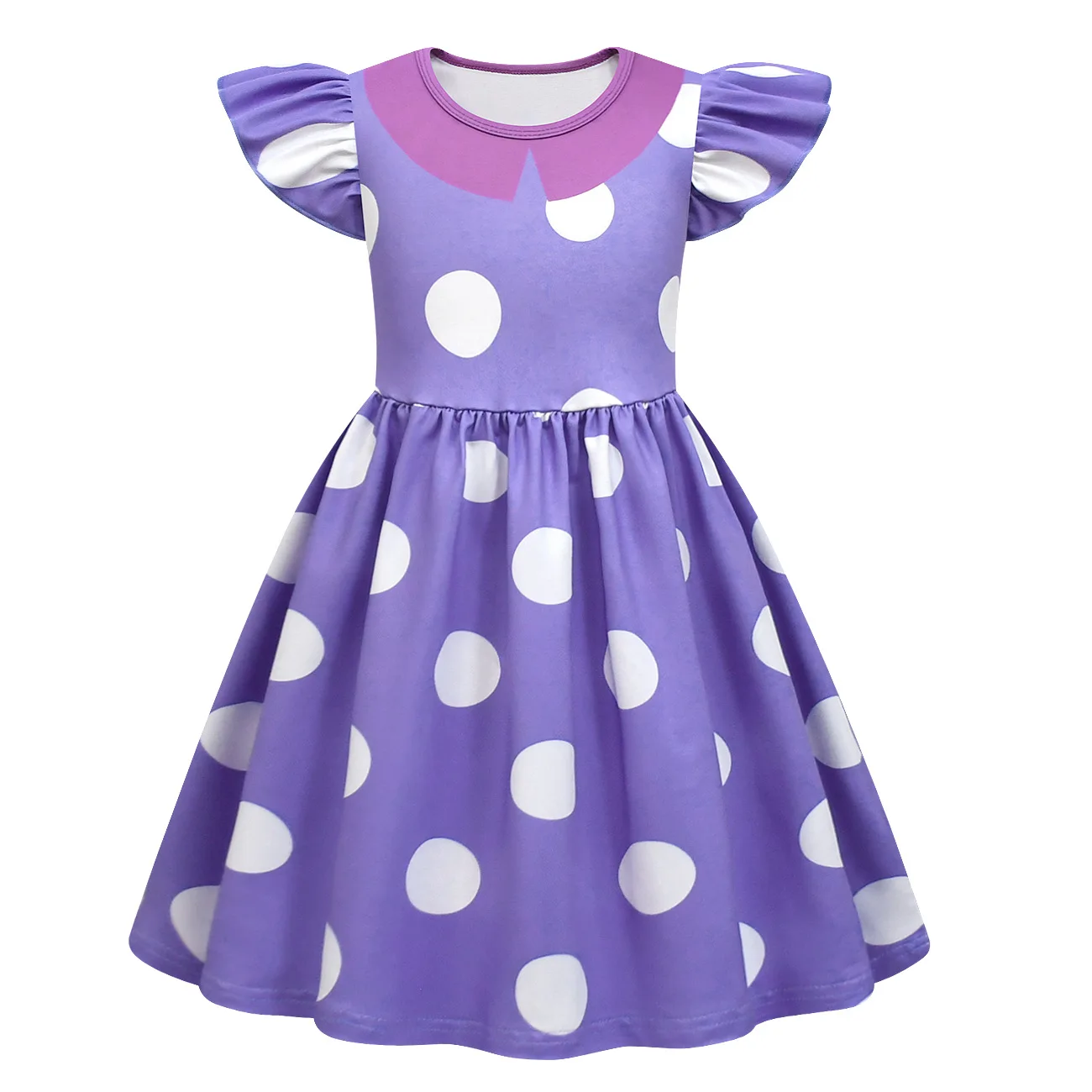 Kids Inside Out Cosplay Envy Costumes Girls Polka Dot Long Sleeves Princess Dress Fantasy Vestido Child Girls Halloween Clothes