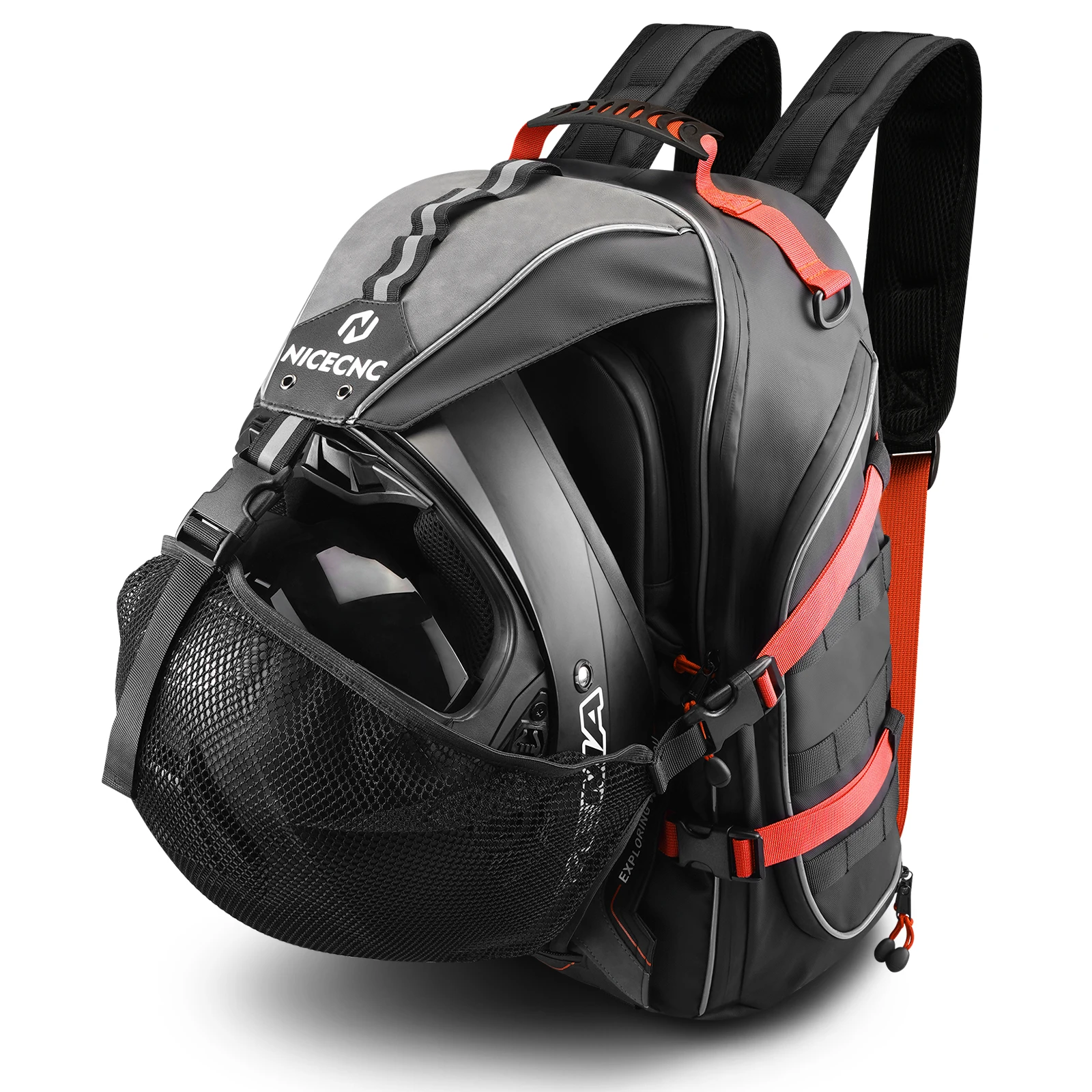 

Water Resistant Motorcycle Backpack Men Outing Large Capacity Motorcycle Bag with USB-Charge Pouch Riding Motorbike Helmet Bag