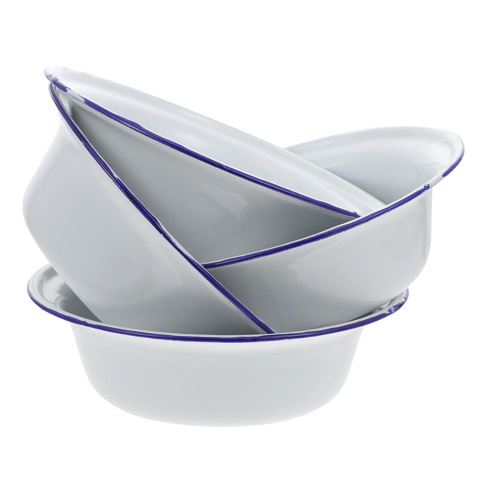 

4 Pcs Food Containers Enamel Bowl Basin Creative Mold Simple Soup White Household Enamelware Miss