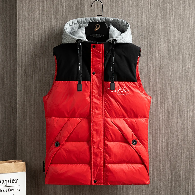 Male Hoodies Vest Thicken Winter Padded Zipper Solid Waistcoat Outdoor Causal Sleeveless Fashion Coat Women Men Duck Down Jacket