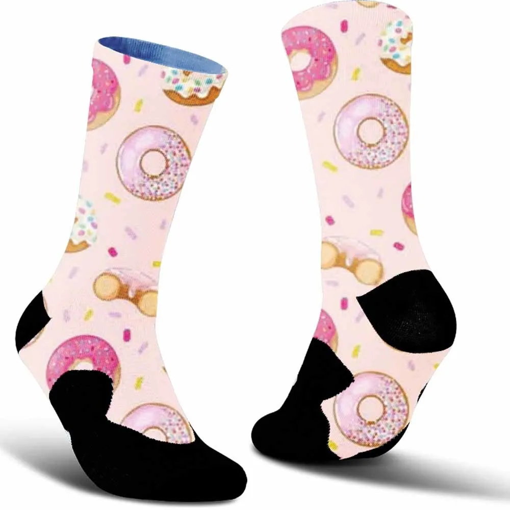 Creative donut patterned cycling socks, unisex, sweat absorbing, suitable for outdoor enthusiasts and more people