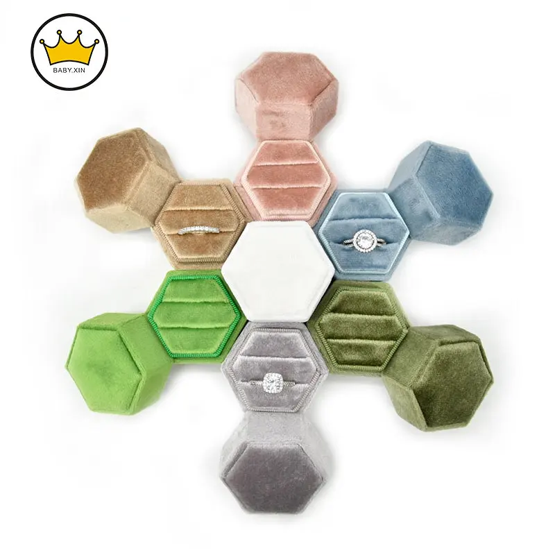 

Couple Rings BoxJewelry Container Double Rings Box Jewelry Packaging Box High Quality Earrings Holder Velvet