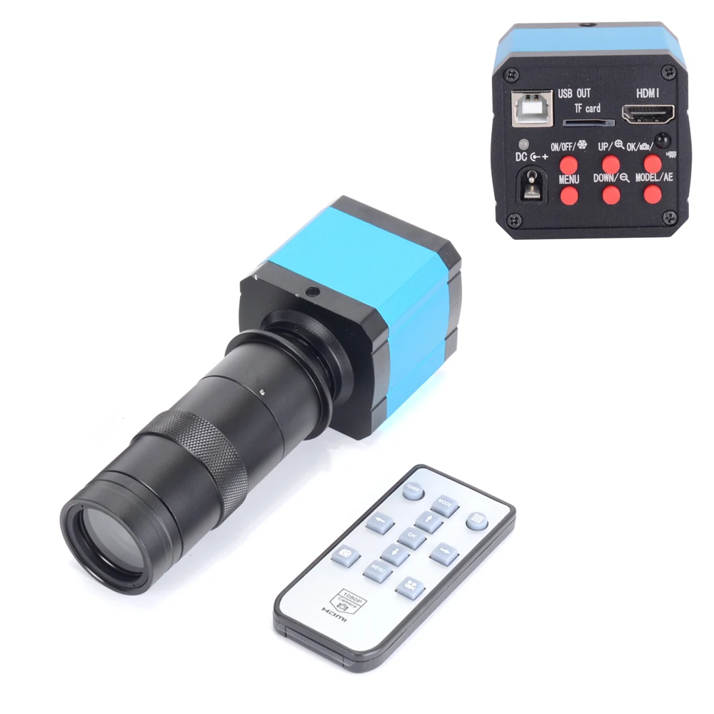 14MP Sensor HDMI Compatible with USB HD 1080P Digital Magnifying Glass Microscope Camera 100X C-type Zoom Lens