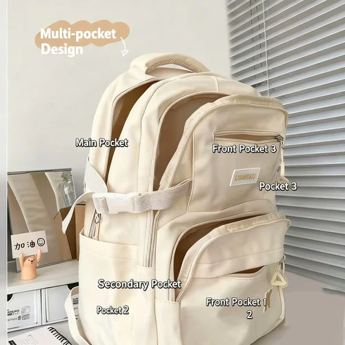 Mochila Kawai de gran capacidad para mujer, versátil para estudiantes universitarios de secundaria, mochila estilo Instagram, tendencia